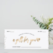 Chic Confetti & Gold Diamond Gem Geschenkgutschein (Stehend Vorderseite)