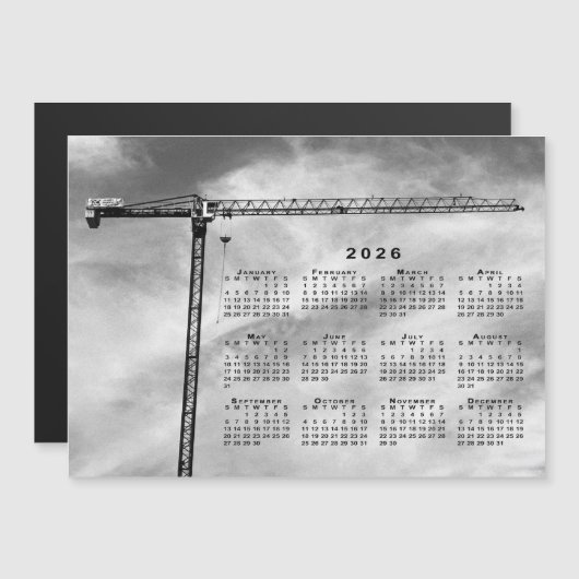 Chic Construction Crane Foto 2026 Calendar Magnet (Vorne/Hinten)