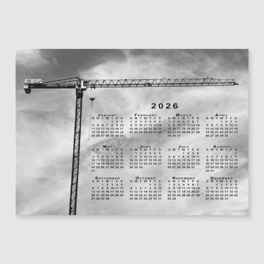 Chic Construction Crane Foto 2026 Calendar Magnet (Vorderseite)
