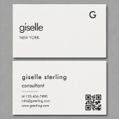 Chic Consultant Luxury QR Code Monogram Visitenkarte