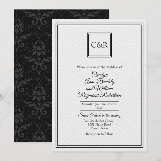 Chic Contemporary 2 Wedding Einladung (Vorne/Hinten)
