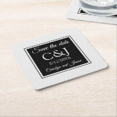 Chic Contemporary Mit Monogramm Save the Date Rechteckiger Pappuntersetzer (angewinkelt)