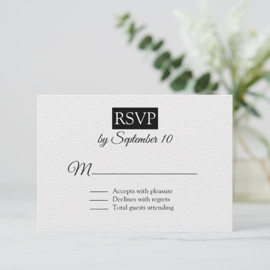 Chic Contemporary Wedding RSVP Karte (Stehend Vorderseite)