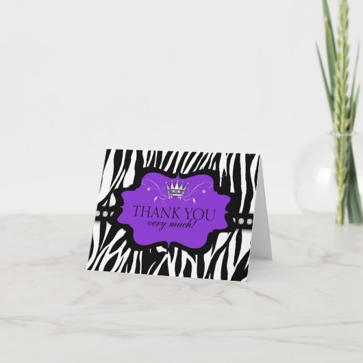 Chic Contemporary Zebra Vielen Dank Dankeskarte (Vorderseite)