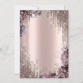 Chic Cool Glitter Krone Drop Darkle Rosen Einladung (Rückseite)