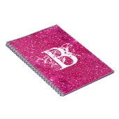 Chic Cool Pink Glitzer White Initial Monogram Notizblock (Rechte Seite)