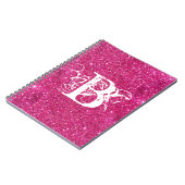 Chic Cool Pink Glitzer White Initial Monogram Notizblock (Linke Seite)