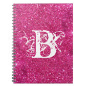 Chic Cool Pink Glitzer White Initial Monogram Notizblock (Vorderseite)