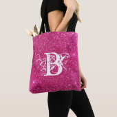 Chic Cool Pink Glitzer White Initial Monogram Tasche (Von Nahem)