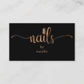 Chic Copper & Black Nail Techniker Business Card Visitenkarte (Vorderseite)