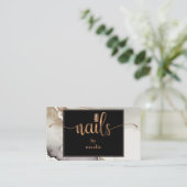Chic Copper & Black Nail Techniker Business Card Visitenkarte (Stehend Vorderseite)
