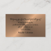 Chic Copper & Black Nail Techniker Business Card Visitenkarte (Rückseite)