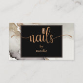 Chic Copper & Black Nail Techniker Business Card Visitenkarte (Vorderseite)