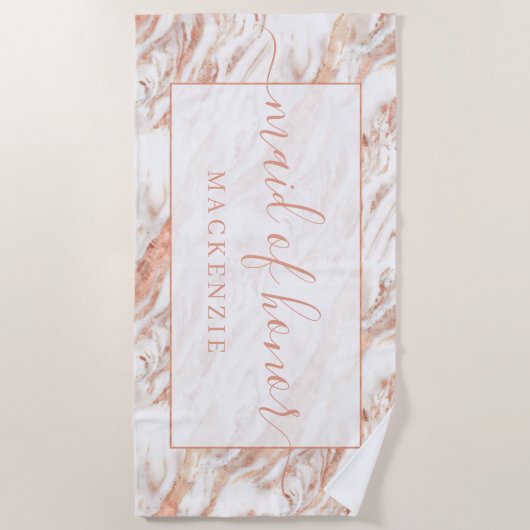 Chic Copper Marmor Rose Gold Trauzeugin Strandtuch (Vorderseite)