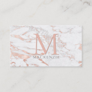 Chic Copper Rose Gold Foil Marmor Monogramm Visitenkarte