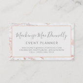 Chic Copper Rose Gold Foil Marmor Monogramm Visitenkarte (Rückseite)