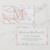 Chic Copper Rose Gold Foil Marmor Monogramm Visitenkarte (Vorne/Hinten)