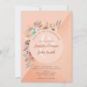 Chic Copper Watercolor Floral Wedding Einladung (Vorderseite)