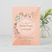 Chic Copper Watercolor Floral Wedding Einladung (Stehend Vorderseite)