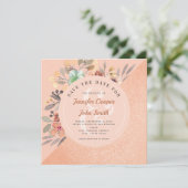 Chic Copper Watercolor Floral Wedding Save The Date (Stehend Vorderseite)
