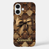 Chic coquette bow faux leather monogram  Case-Mate iPhone hülle (Rückseite)