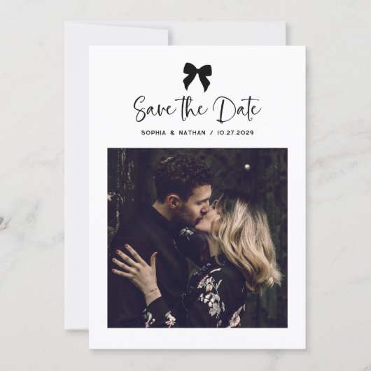 Chic Coquette Bow Multi Foto Grid | Hochzeit Save The Date (Vorderseite)