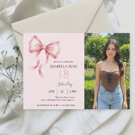 Chic Coquette Bow Photo Birthday Party Invitation Einladung