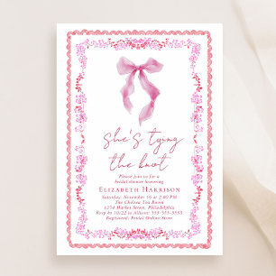 Chic Coquette Bow Watercolor Brautparty Einladung