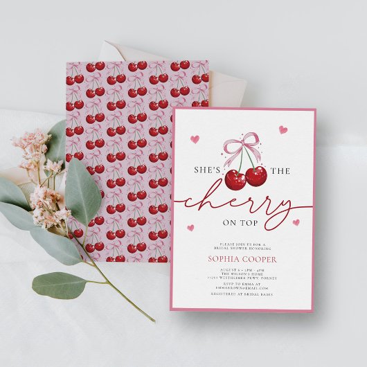 Chic Coquette Cherry am oberen Brautparty Einladung
