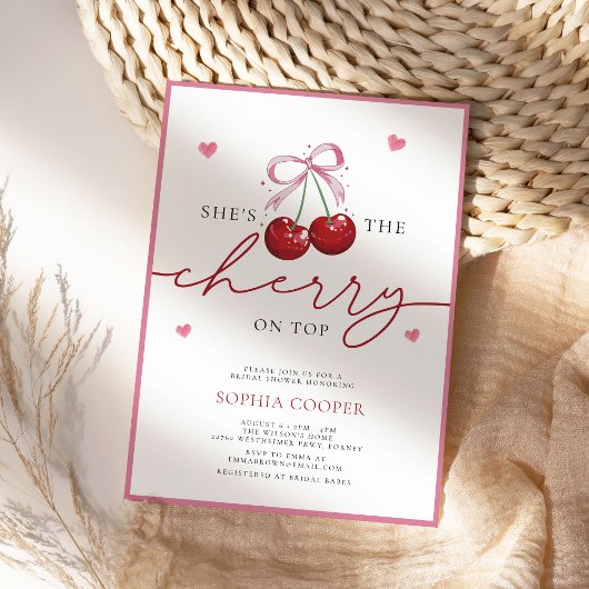 Chic Coquette Cherry am oberen Brautparty Einladung