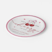 Chic Coquette Cherry am oberen Brautparty Pappteller (Schrägansicht)