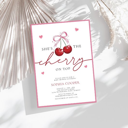 Chic Coquette Cherry auf Top Baby Dusche Einladung