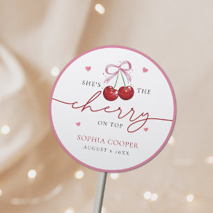 Chic Coquette Cherry on Top Brautparty Runder Aufkleber
