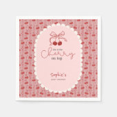 Chic Coquette Cherry On Top Pink Red Baby Shower  Serviette (Vorderseite)