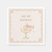 Chic Coquette Perlen & Prosecco Brautjungfernparty Serviette (Vorderseite)