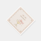 Chic Coquette Perlen & Prosecco Brautjungfernparty Serviette (Ecke)