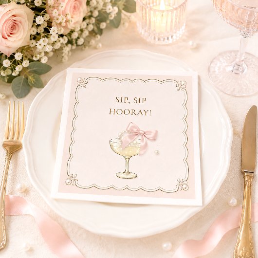 Chic Coquette Perlen & Prosecco Brautjungfernparty Serviette