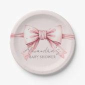 Chic Coquette Pink Bow Baby Dusche Pappteller (Vorderseite)