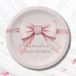 Chic Coquette Pink Bow Baby Dusche Pappteller