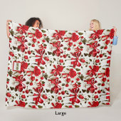 Chic Coquette rote Rosen und Bogen Monogramm Fleecedecke