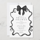 Chic Coquette Schwarze Schleife Minimalistische Ba Einladung (Vorderseite)