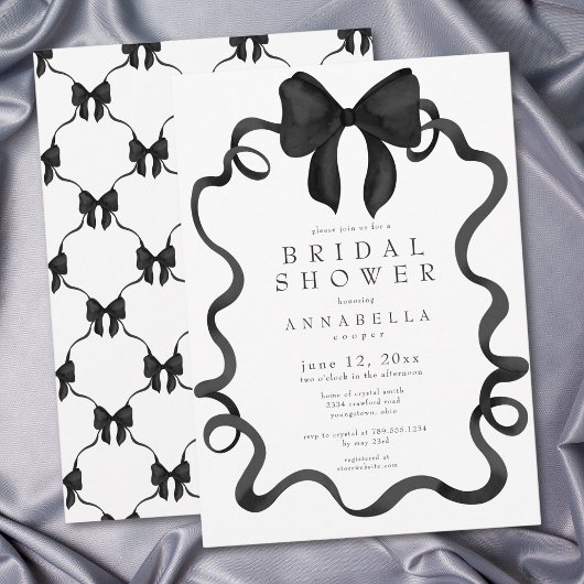 Chic Coquette Schwarze Schleife Minimalistische Ba Einladung