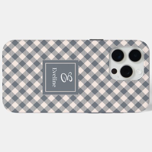 Chic Coral Grey iPhone Case Custom Name Keepsake (Rückseite (Horizontal))