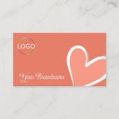 Chic Coral mit herrlich rosa Herz und Logo Niedlic Visitenkarte (Vorderseite)