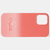 Chic Coral Ombre Name Anfangsbuchstaben Monogramm iPhone Hülle (Hinten horizontal)