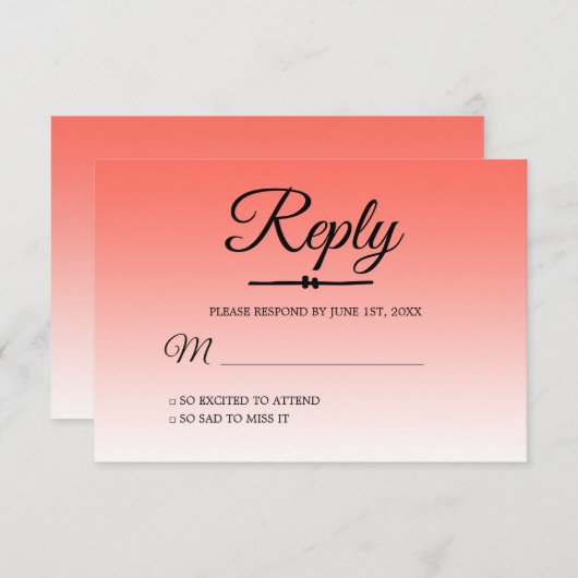 Chic Coral Ombre Sweet 16 UAWG Einladung (Vorne/Hinten)