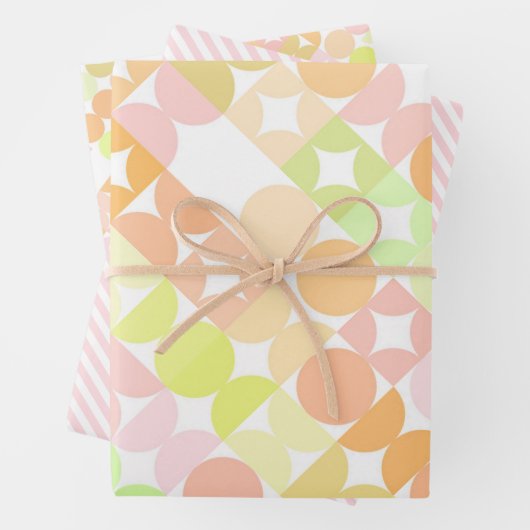 Chic Coral Orange Blush Pink Circles Art Pattern Geschenkpapier Set (Beispiel)