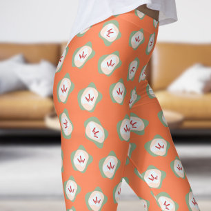 Chic Coral Orange Sepal und Style Floral Muster Leggings