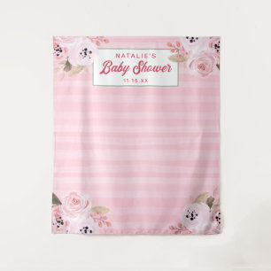 Chic Coral Pink Floral Fotografie Hintergrund Wandteppich