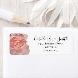 Chic Coral Pink Rose Floral Weiße Rücksendeadresse